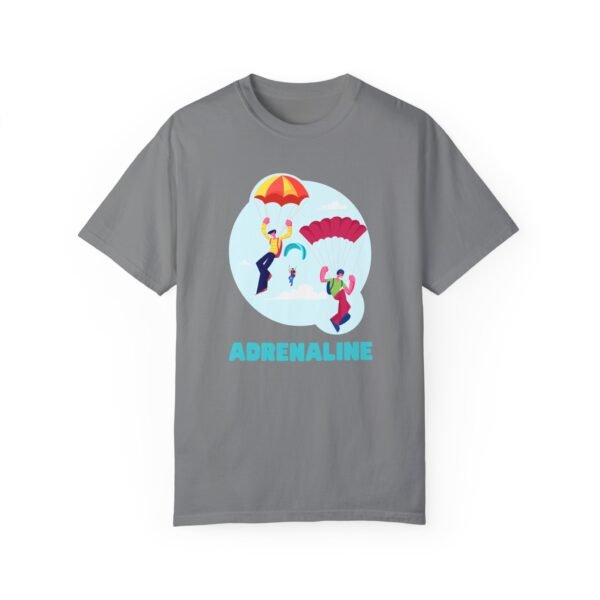 Unisex Garment-Dyed T-Shirt with Skydiver Graphic and "Adrenaline" Front Print – Bold & Comfortable - Image 15