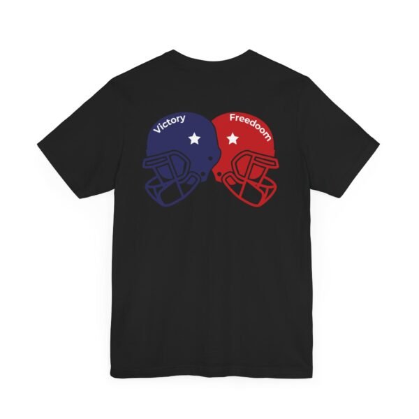 Unisex Jersey Short Sleeve Tee – Bold Dual Helmet Design | Victory & Freedom on the Back - Image 25