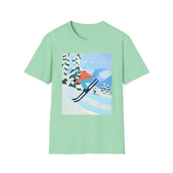 Unisex Soft-Style T-Shirt with Skiing in the Mountains Graphic – 100% Cotton, Comfortable & Durable - Image 14