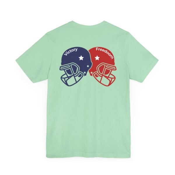 Unisex Jersey Short Sleeve Tee – Bold Dual Helmet Design | Victory & Freedom on the Back - Image 15