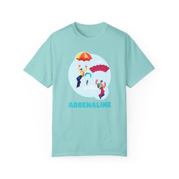 Unisex Garment-Dyed T-Shirt with Skydiver Graphic and "Adrenaline" Front Print – Bold & Comfortable - Image 21