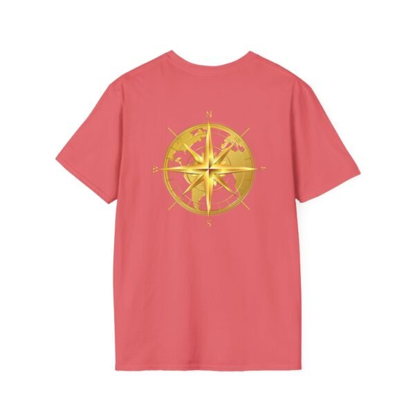 Unisex Soft-Style T-Shirt with Gold World & Compass Graphic – 100% Cotton, Comfortable & Durable - Image 7