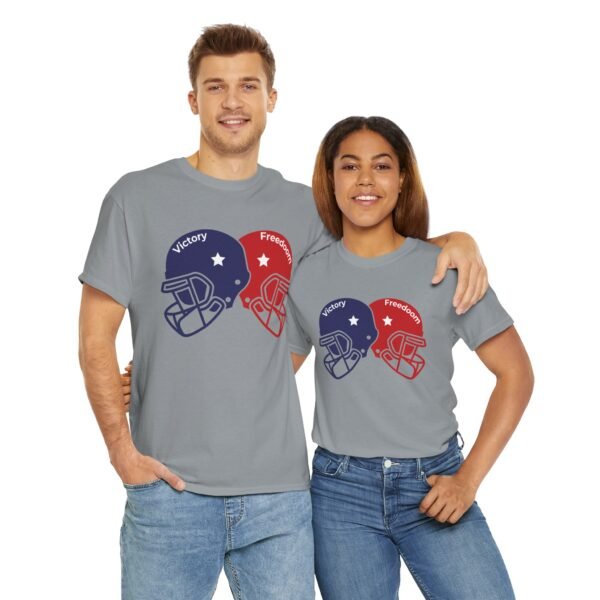 Unisex Heavy Cotton Tee – Bold Dual Helmet Design | Victory & Freedom Graphic T-Shirt - Image 34