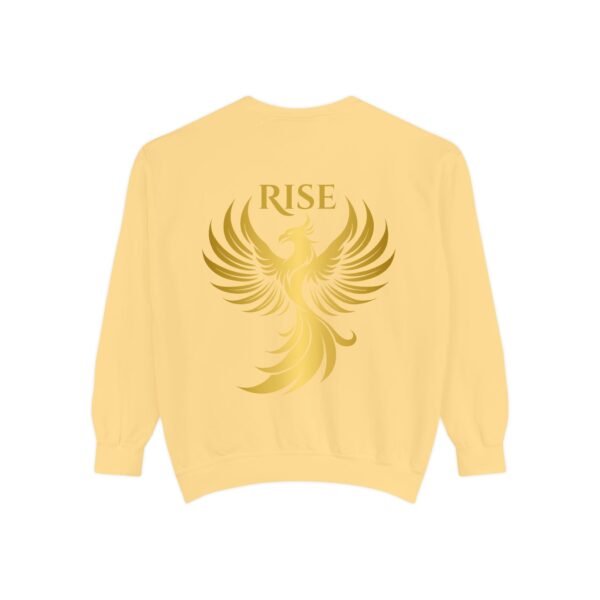 Phoenix Rise Unisex Garment-Dyed Sweatshirt – Gold Phoenix Graphic - Image 11