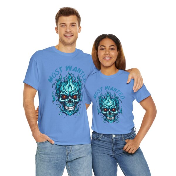 Blue Skull Most Wanted Unisex Heavy Cotton Tee - Image 17