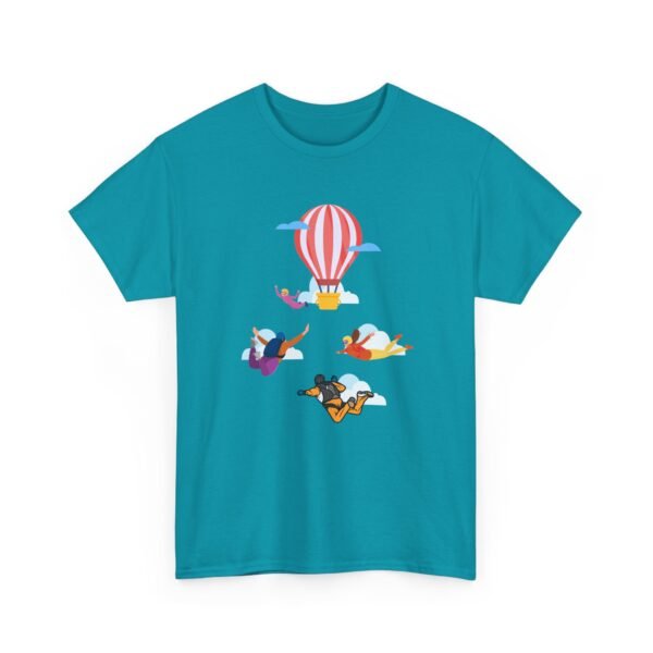 Unisex Heavy Cotton Tee – Skydiver & Hot Air Balloon Graphic | Bold Adventure-Inspired T-Shirt - Image 20