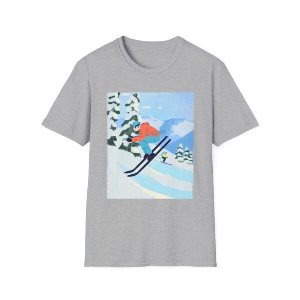 Unisex Soft-Style T-Shirt with Skiing in the Mountains Graphic – 100% Cotton, Comfortable & Durable - Image 8