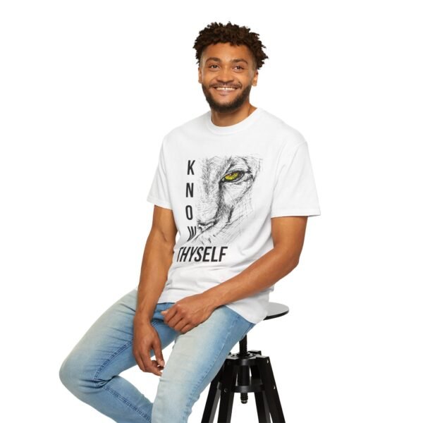 "Know Thyself" Lion Graphic T-Shirt – Comfort Colors 1717, 100% Cotton, Garment-Dyed, Relaxed Fit - Image 3