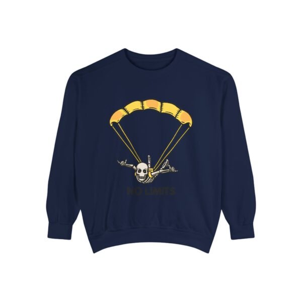 Unisex Garment-Dyed Sweatshirt with Skydiver Graphic Front Print – Extreme Sports & Adrenaline Style - Image 7