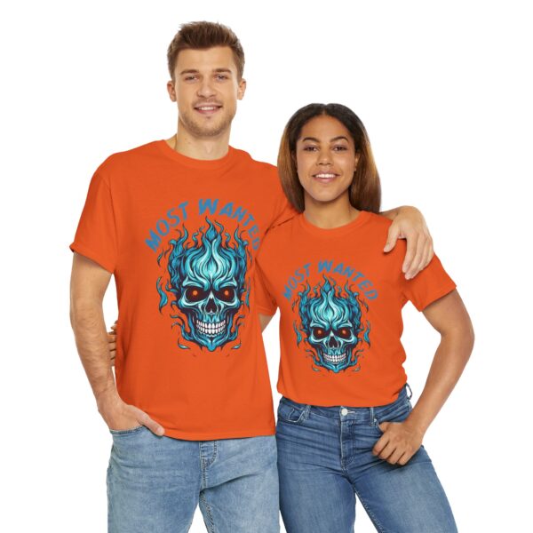 Blue Skull Most Wanted Unisex Heavy Cotton Tee - Image 11