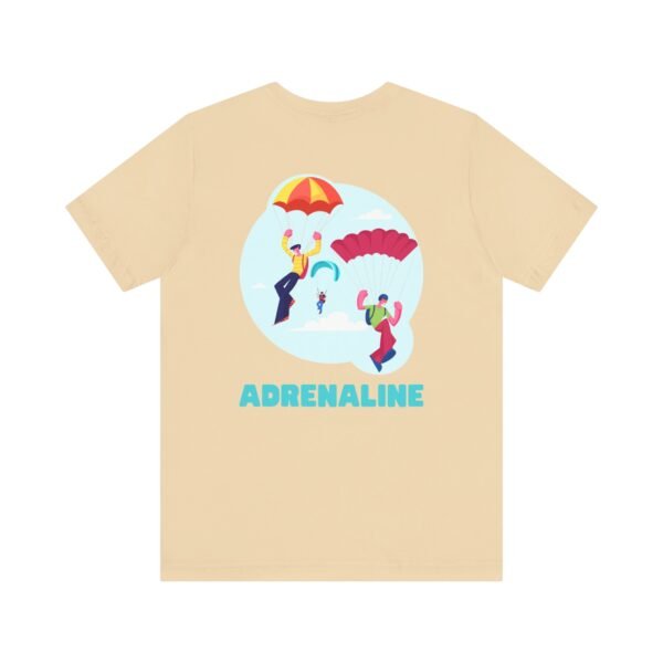 Unisex Jersey Short Sleeve Tee with Skydiver Graphic and "Adrenaline" Back Print – Stylish & Comfortable - Image 12