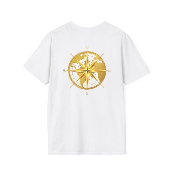 Unisex Soft-Style T-Shirt with Gold World & Compass Graphic – 100% Cotton, Comfortable & Durable - Image 6