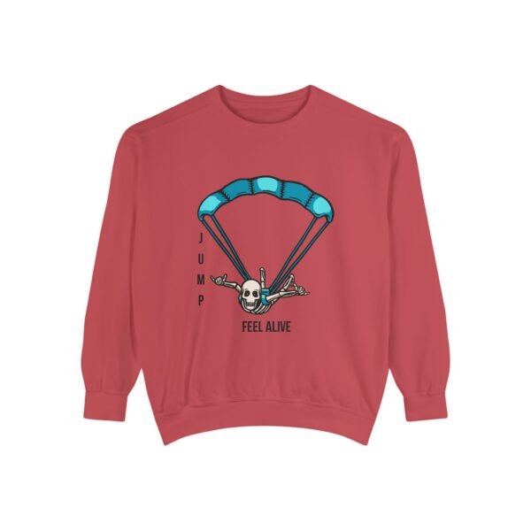 Unisex Garment-Dyed Sweatshirt with Skydiver Graphic Front Print – Extreme Sports & Adrenaline Style - Image 37