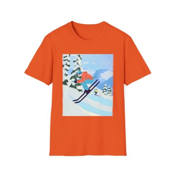 Unisex Soft-Style T-Shirt with Skiing in the Mountains Graphic – 100% Cotton, Comfortable & Durable - Image 10