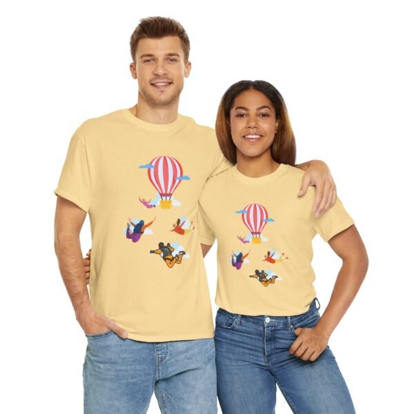 Unisex Heavy Cotton Tee – Skydiver & Hot Air Balloon Graphic | Bold Adventure-Inspired T-Shirt - Image 39