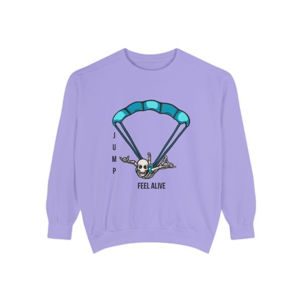 Unisex Garment-Dyed Sweatshirt with Skydiver Graphic Front Print – Extreme Sports & Adrenaline Style - Image 31