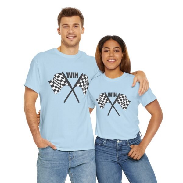 Unisex Heavy Cotton Tee – Racing Flag & "Win" Graphic | Bold Motorsport Style T-Shirt - Image 9