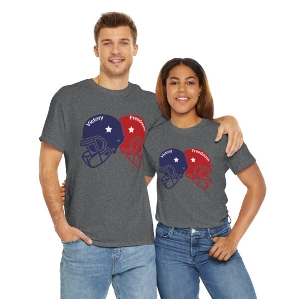 Unisex Heavy Cotton Tee – Bold Dual Helmet Design | Victory & Freedom Graphic T-Shirt - Image 36