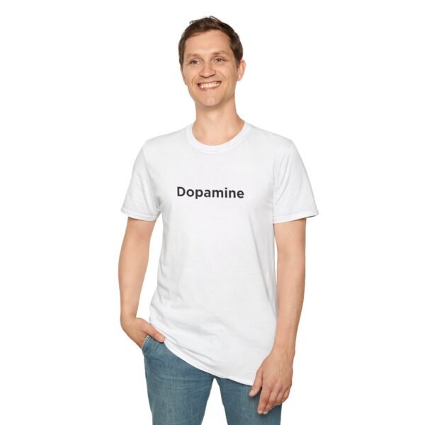 Unisex Softstyle T-Shirt with Black "Dopamine" Print – Trendy & Comfortable - Image 3