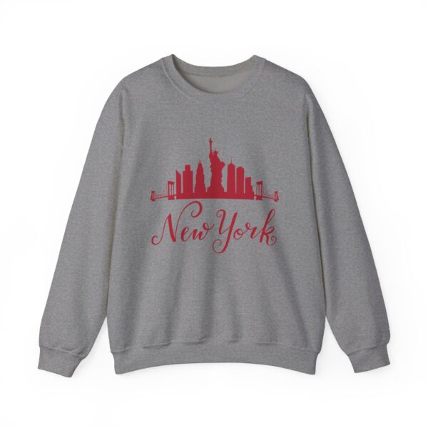 New York Unisex Crewneck Sweatshirt – Bold Red Graphic & Cozy Comfort - Image 15