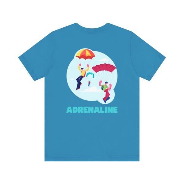 Unisex Jersey Short Sleeve Tee with Skydiver Graphic and "Adrenaline" Back Print – Stylish & Comfortable - Image 20