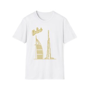 Dubai Graphic Unisex Soft-Style T-Shirt – Elegant Gold Front Design