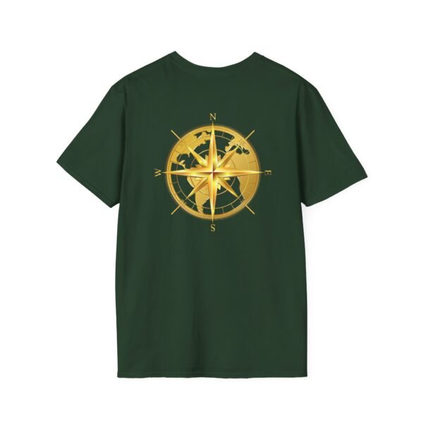 Unisex Soft-Style T-Shirt with Gold World & Compass Graphic – 100% Cotton, Comfortable & Durable - Image 14