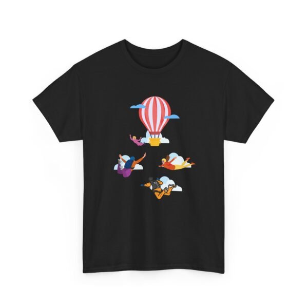 Unisex Heavy Cotton Tee – Skydiver & Hot Air Balloon Graphic | Bold Adventure-Inspired T-Shirt - Image 34