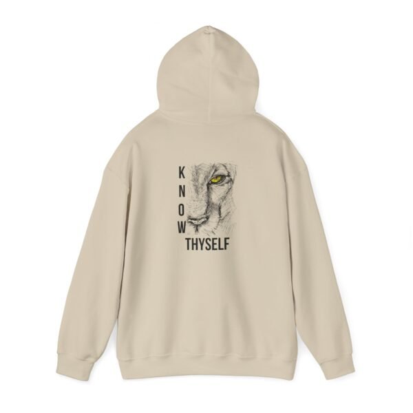 "Know Thyself" Lion Graphic Hoodie – Unisex Heavy Blend Sweatshirt, Cotton-Polyester, Cozy & Durabl - Image 9