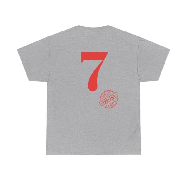 Unisex Heavy Cotton T-Shirt with Bold Red "7" & Made in England Design | Classic & Durable - Image 10