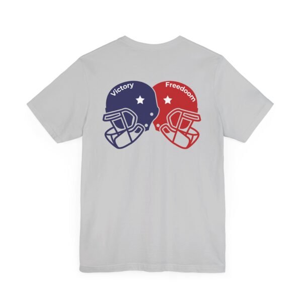 Unisex Jersey Short Sleeve Tee – Bold Dual Helmet Design | Victory & Freedom on the Back - Image 23