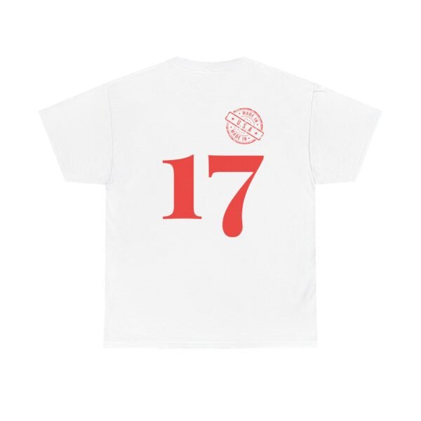 Unisex Heavy Cotton T-Shirt with Bold "17" & Made in America Design | Classic & Durable