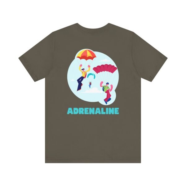 Unisex Jersey Short Sleeve Tee with Skydiver Graphic and "Adrenaline" Back Print – Stylish & Comfortable - Image 15