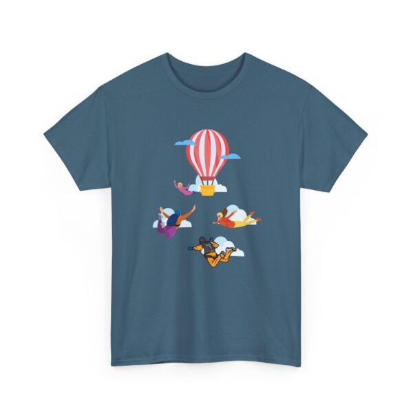 Unisex Heavy Cotton Tee – Skydiver & Hot Air Balloon Graphic | Bold Adventure-Inspired T-Shirt - Image 24