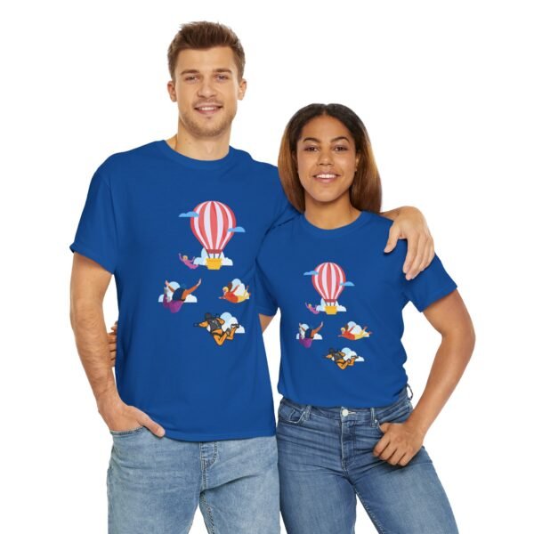 Unisex Heavy Cotton Tee – Skydiver & Hot Air Balloon Graphic | Bold Adventure-Inspired T-Shirt - Image 27