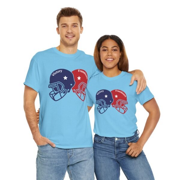 Unisex Heavy Cotton Tee – Bold Dual Helmet Design | Victory & Freedom Graphic T-Shirt - Image 37