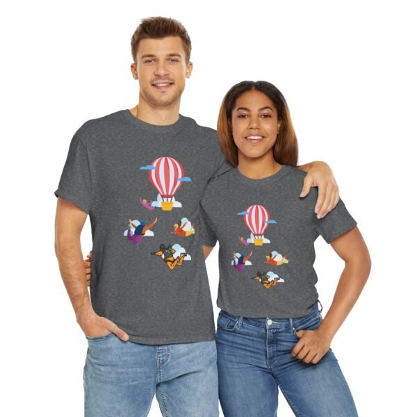 Unisex Heavy Cotton Tee – Skydiver & Hot Air Balloon Graphic | Bold Adventure-Inspired T-Shirt - Image 17