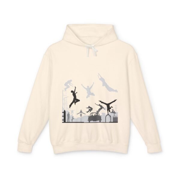 Unisex Lightweight Hooded Sweatshirt with Parkour Graphic Back Print – Extreme Sports & Urban Adventure Style