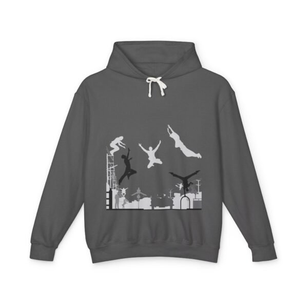 Unisex Lightweight Hooded Sweatshirt with Parkour Graphic Back Print – Extreme Sports & Urban Adventure Style - Image 15