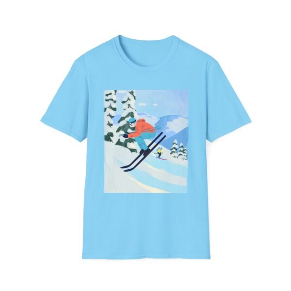 Unisex Soft-Style T-Shirt with Skiing in the Mountains Graphic – 100% Cotton, Comfortable & Durable - Image 16