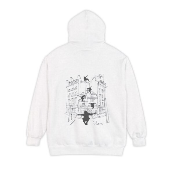 Unisex Garment-Dyed Hoodie with Parkour Graphic Back Print – Extreme Sports & Urban Adventure Style