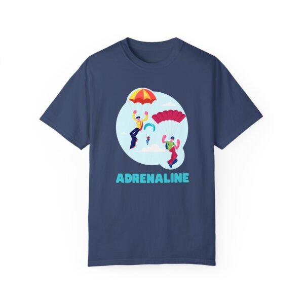 Unisex Garment-Dyed T-Shirt with Skydiver Graphic and "Adrenaline" Front Print – Bold & Comfortable - Image 35