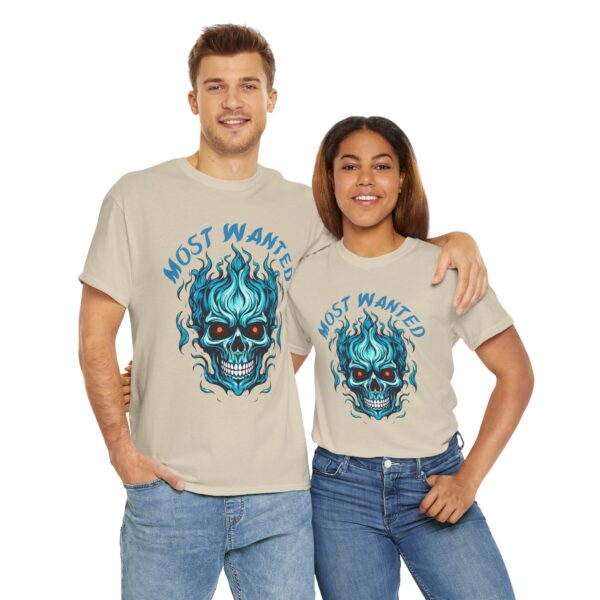 Blue Skull Most Wanted Unisex Heavy Cotton Tee - Image 7