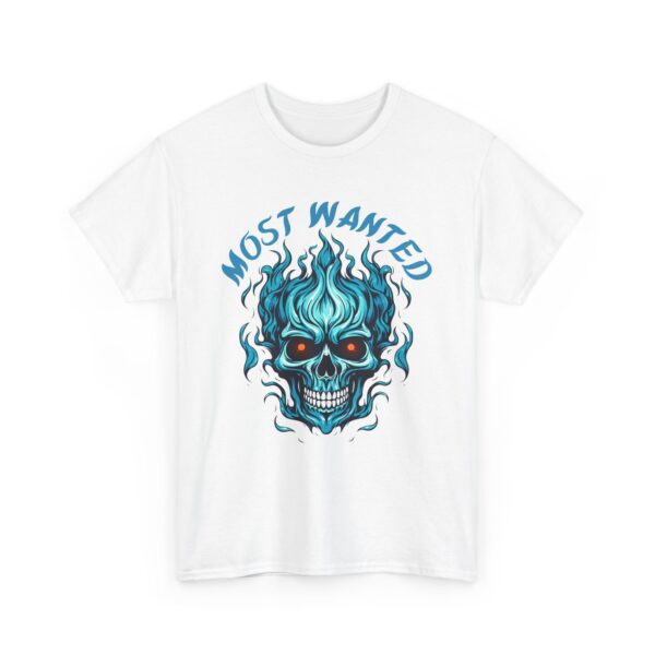 Blue Skull Most Wanted Unisex Heavy Cotton Tee - Image 2