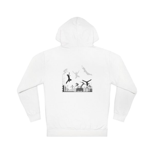 Unisex Hooded Sweatshirt  with Parkour Graphic Back Print – Extreme Sports & Urban Adventure Style