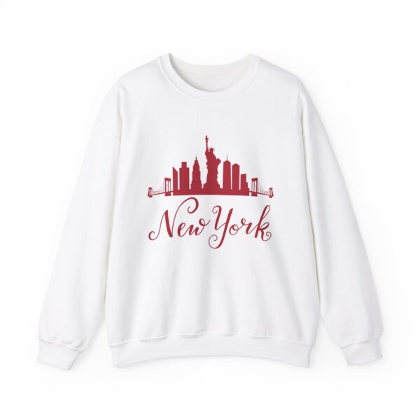 New York Unisex Crewneck Sweatshirt – Bold Red Graphic & Cozy Comfort