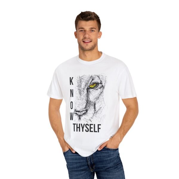 "Know Thyself" Lion Graphic T-Shirt – Comfort Colors 1717, 100% Cotton, Garment-Dyed, Relaxed Fit - Image 6