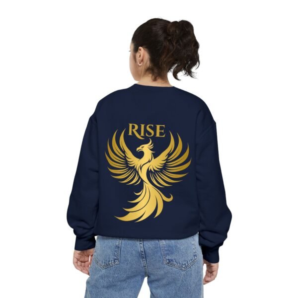 Phoenix Rise Unisex Garment-Dyed Sweatshirt – Gold Phoenix Graphic - Image 4