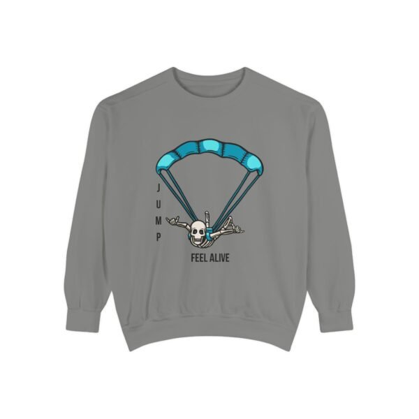 Unisex Garment-Dyed Sweatshirt with Skydiver Graphic Front Print – Extreme Sports & Adrenaline Style - Image 11