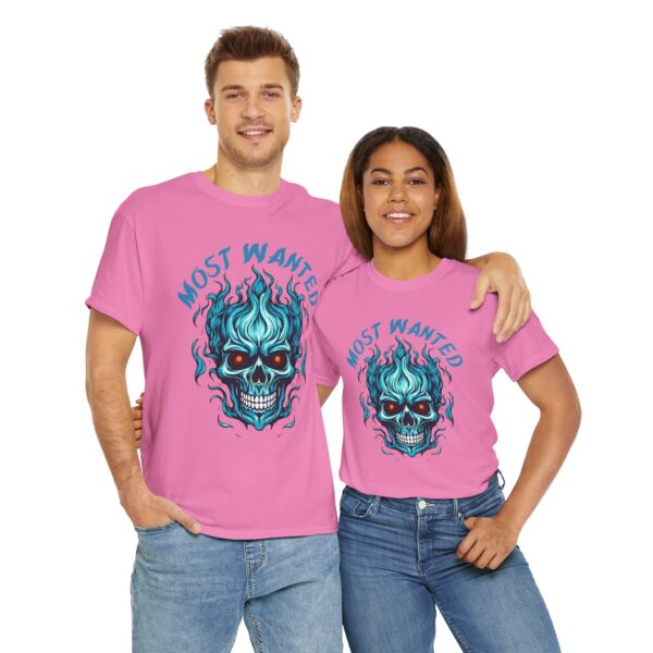 Blue Skull Most Wanted Unisex Heavy Cotton Tee - Image 23